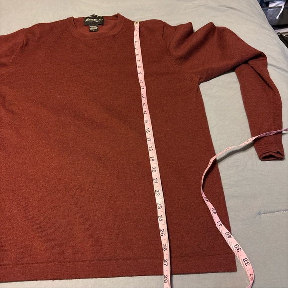 Eddie Bauer Men's Rust Italian stretch merino wool sweater size L - Picture 8 of 9